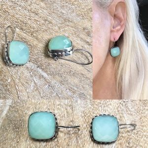 KG Milky Aquamarine Sterling Silver Drop Earrings